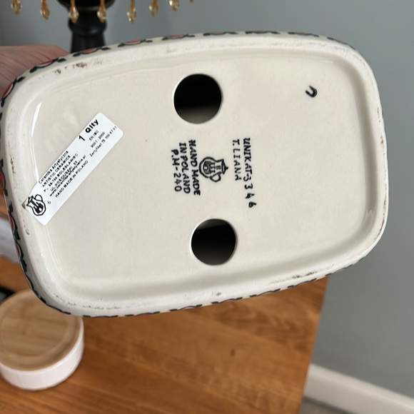 NIB ceramika artystyczna boleslawiec European stoneware napkin holder- Poland - Picture 3 of 8